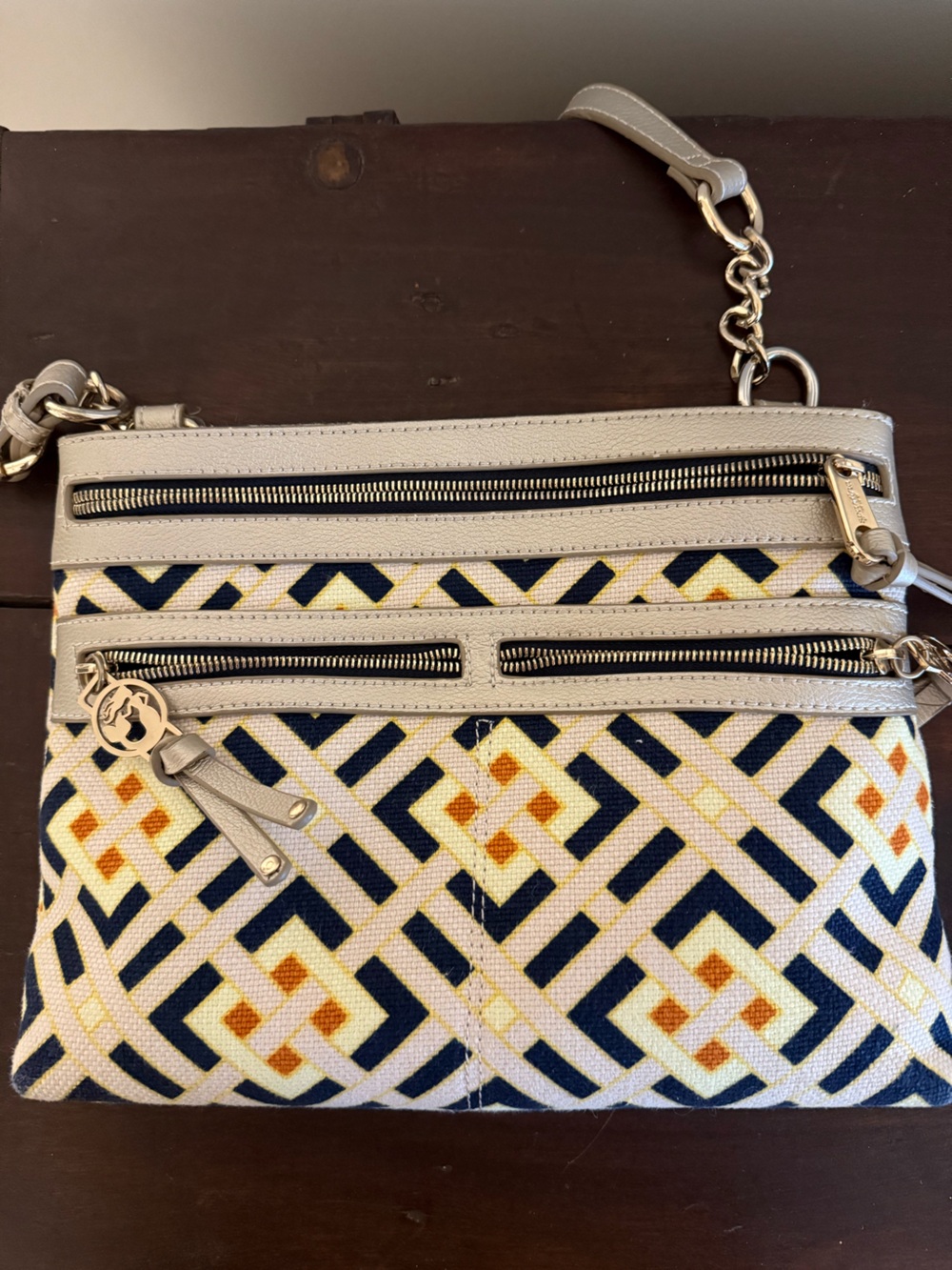Spartina 449 Navy, Yellow & Cream Geometric Crossbody
